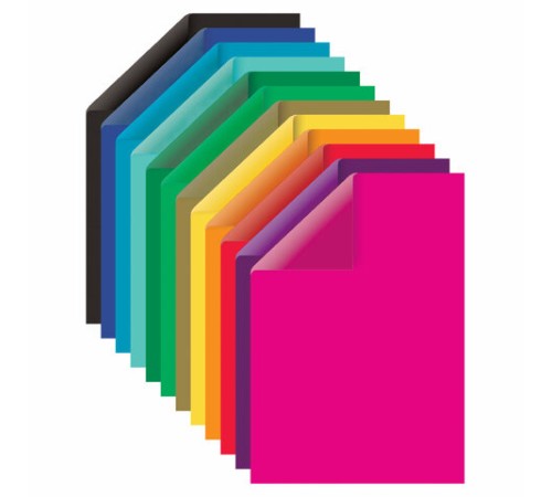 Картон цветной А4 2-сторонний МЕЛОВАННЫЙ, 24 листа, 12 цветов, BRAUBERG, 200х290 мм, 115167