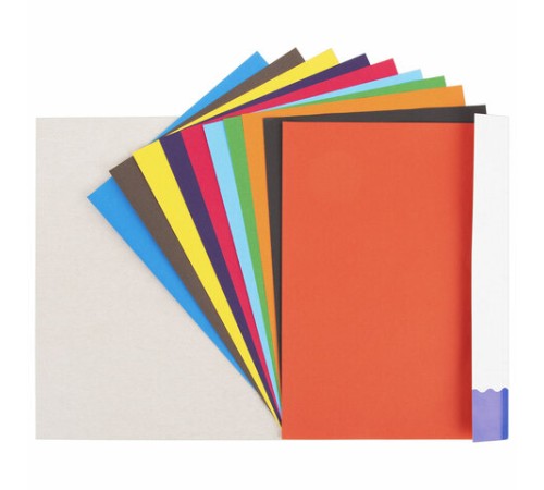 Цветная бумага А4 офсетная, 40 листов 10 цветов, в папке, BRAUBERG, 200х280 мм, 