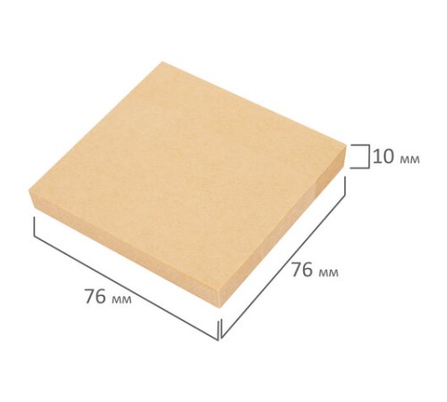 Блок самоклеящийся крафтовая бумага (стикеры) BRAUBERG KRAFT, 76х76 мм, 100 листов, 115203