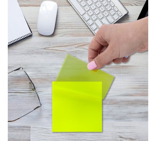 Блок самоклеящийся прозрачно-желтый (стикеры) BRAUBERG TRANSPARENT 76х76 мм, 100 листов, 115207