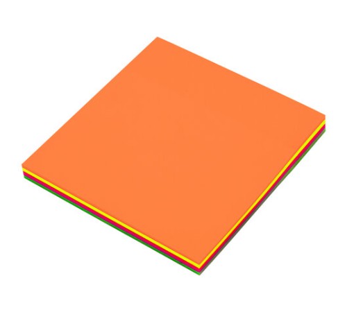 Блок самоклеящийся пластиковый (стикеры) 4 цвета BRAUBERG MULTI COLOUR 76х76 мм, 100 листов, 115208