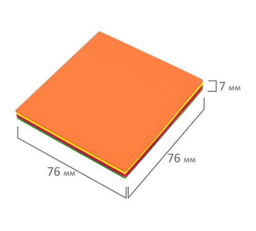Блок самоклеящийся пластиковый (стикеры) 4 цвета BRAUBERG MULTI COLOUR 76х76 мм, 100 листов, 115208