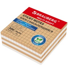 Блок самоклеящийся крафтовый (стикеры) BRAUBERG, MULTI KRAFT 76х76 мм, 300 листов, 115209