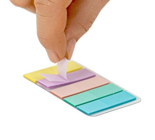 Закладки клейкие пастельные BRAUBERG MACAROON 45х12 мм, 100 штук (5 цветов х 20 листов), 115212