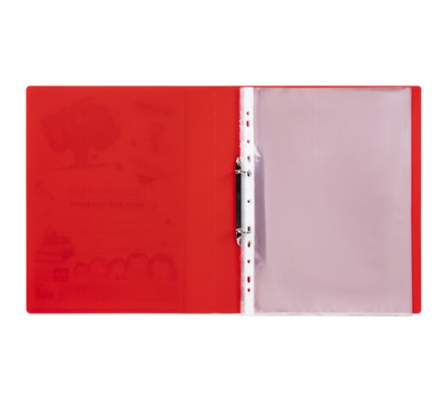 Папка для портфолио школьника/дошкольника, А4, 2 кольца, 10 файлов, красный пластик, ЮНЛАНДИЯ, 115235