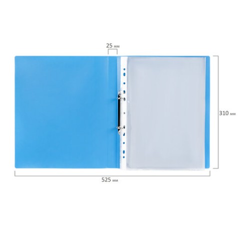 Папка для портфолио школьника/дошкольника, А4, 2 кольца, 10 файлов, пластик синий, ЮНЛАНДИЯ, 115236