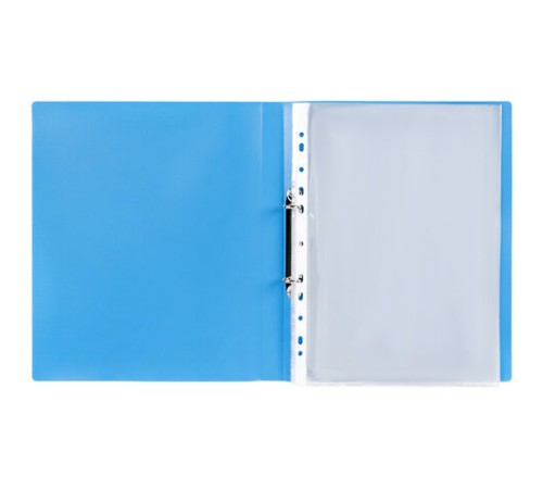 Папка для портфолио школьника/дошкольника, А4, 2 кольца, 10 файлов, пластик синий, ЮНЛАНДИЯ, 115236