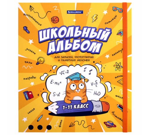 Папка-портфолио школьника, А4, ШКОЛЬНЫЙ АЛЬБОМ, 10 вкладышей, магнитный клапан 7БЦ, BRAUBERG, 115242