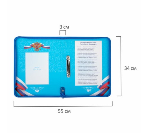 Папка-портфолио школьника, А4, на молнии, 8 вкладышей, обложка твердая, СИМВОЛИКА, BRAUBERG, 115243