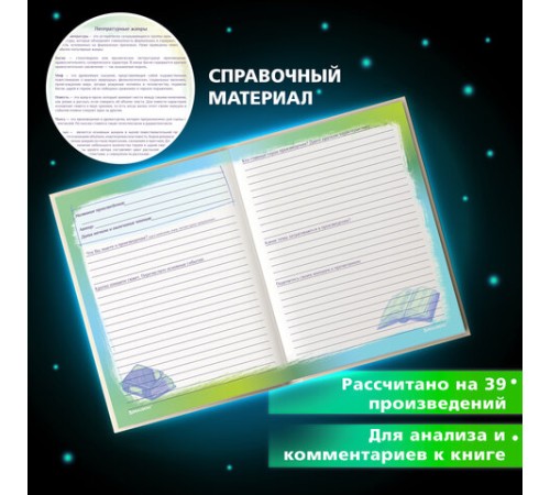 Дневник читательский А5, 40 л., твердый, матовая ламинация, цветной блок, BRAUBERG, 