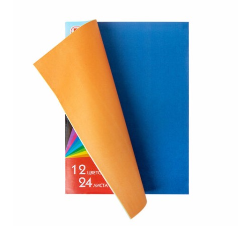 Цветная бумага А4 газетная, 24 листа, 12 цветов, на скобе, ПИФАГОР, 200х280 мм, 