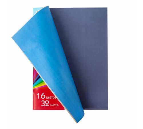 Цветная бумага А4 газетная, 32 листа, 16 цветов, на скобе, ПИФАГОР, 200х280 мм, 