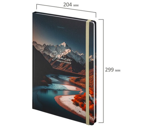 Блокнот с резинкой в клетку 96 л., БОЛЬШОЙ ФОРМАТ А4 204х299 мм, BRAUBERG, 