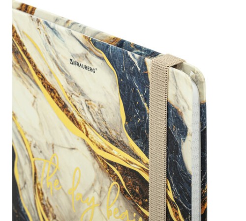 Блокнот с резинкой в клетку 96 л., А5 145х203 мм, твердая обложка с фольгой, BRAUBERG, 