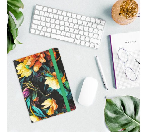 Блокнот с резинкой в клетку 96 л., А5 145х203 мм, твердая обложка с фольгой, BRAUBERG, 