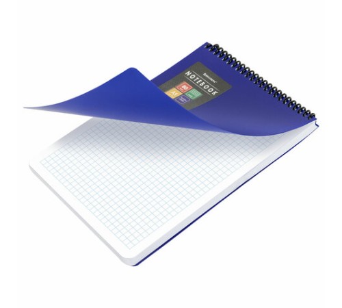 Блокнот А5 80 л., спираль пластиковая, обложка пластик, клетка, BRAUBERG 