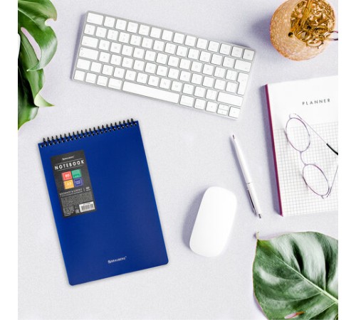 Блокнот А5 80 л., спираль пластиковая, обложка пластик, клетка, BRAUBERG 