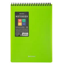 Блокнот А5 80 л., спираль пластиковая, обложка пластик, клетка, BRAUBERG 