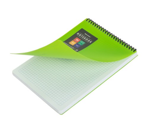 Блокнот А5 80 л., спираль пластиковая, обложка пластик, клетка, BRAUBERG 