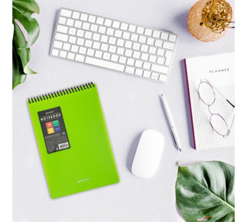 Блокнот А5 80 л., спираль пластиковая, обложка пластик, клетка, BRAUBERG 