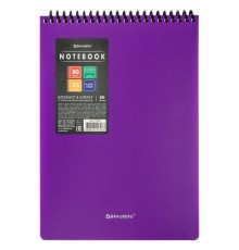 Блокнот А5 80 л., спираль пластиковая, обложка пластик, клетка, BRAUBERG 