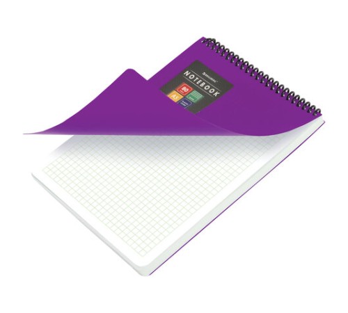 Блокнот А5 80 л., спираль пластиковая, обложка пластик, клетка, BRAUBERG 