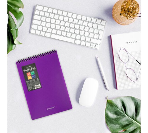 Блокнот А5 80 л., спираль пластиковая, обложка пластик, клетка, BRAUBERG 