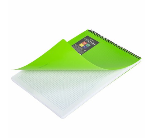 Блокнот БОЛЬШОГО ФОРМАТА А4, 80 л., обложка пластик, клетка, BRAUBERG 