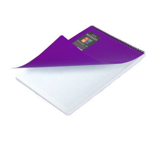 Блокнот БОЛЬШОГО ФОРМАТА А4, 80 л., обложка пластик, клетка, BRAUBERG 