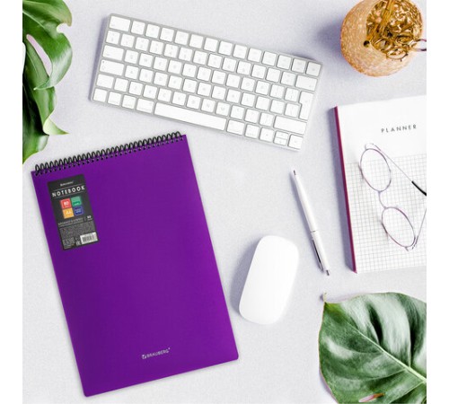 Блокнот БОЛЬШОГО ФОРМАТА А4, 80 л., обложка пластик, клетка, BRAUBERG 