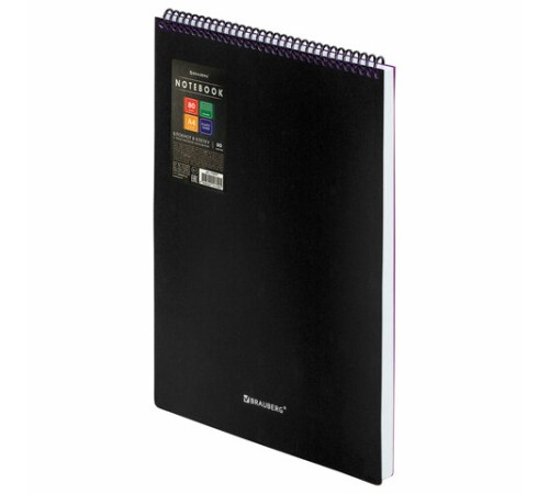 Блокнот БОЛЬШОГО ФОРМАТА А4, 80 л., обложка пластик, клетка, BRAUBERG 