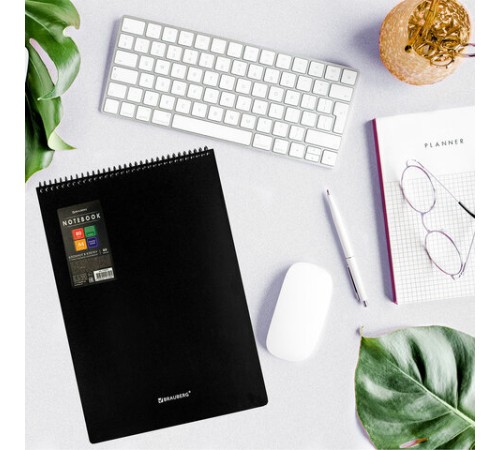 Блокнот БОЛЬШОГО ФОРМАТА А4, 80 л., обложка пластик, клетка, BRAUBERG 