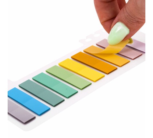 Закладки клейкие пастельные BRAUBERG PASTEL, пластиковые, 45х10 мм, 10 цветов х 20 листов, 115579