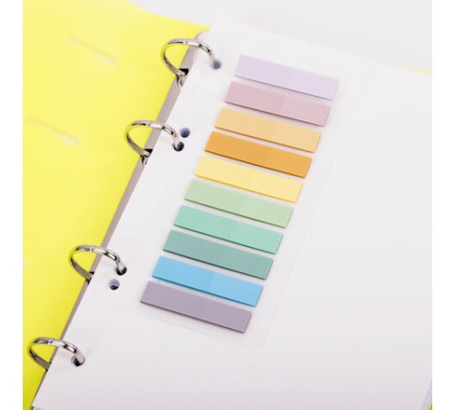 Закладки клейкие пастельные BRAUBERG PASTEL, пластиковые, 45х10 мм, 10 цветов х 20 листов, 115579