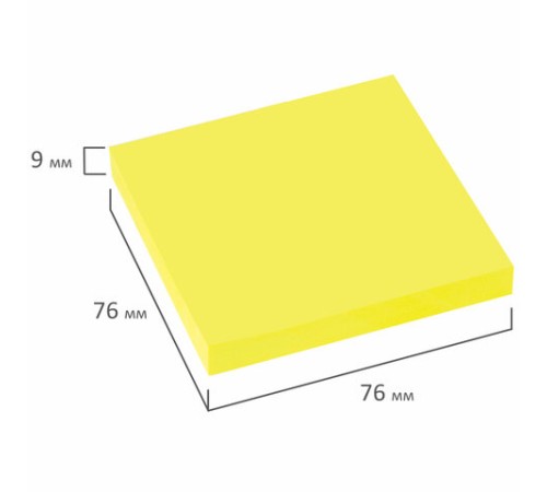 Блок самоклеящийся (стикеры), STAFF НЕОНОВЫЙ, 76х76 мм, 100 листов, желтый, 115584