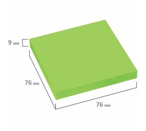 Блок самоклеящийся (стикеры), STAFF НЕОНОВЫЙ, 76х76 мм, 100 листов, зеленый, 115585