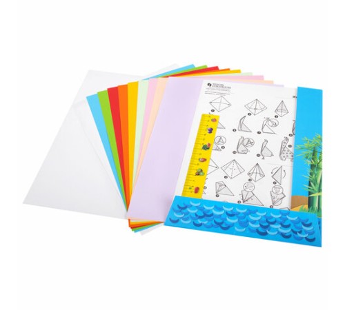 Цветная бумага А4 для аппликаций и оригами, 10 л., 10 цв., 80 г/м2, в папке, 