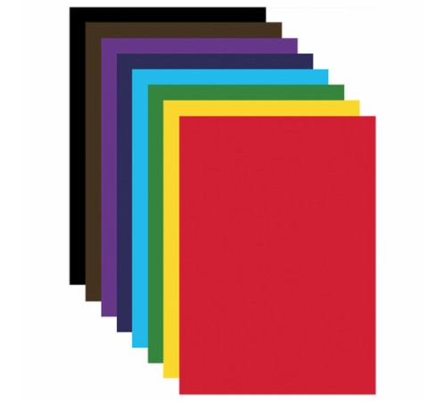 Картон цветной А4 немелованный, 24 листов, 8 цветов, в папке, ЮНЛАНДИЯ, 200х290 мм, 