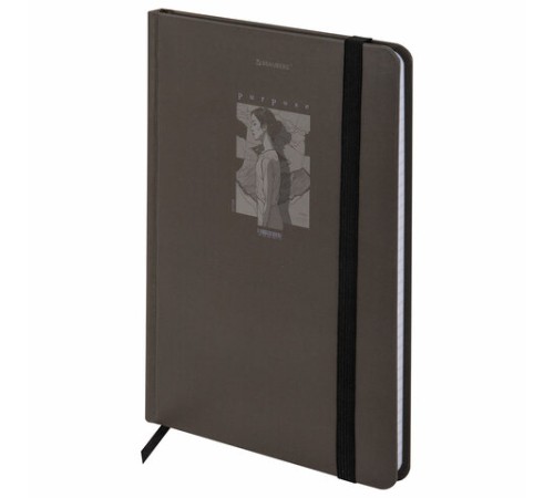 Блокнот с резинкой в клетку 96 л., А5 145х203 мм, твердая обложка, BRAUBERG, 