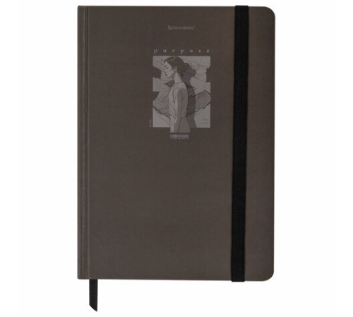 Блокнот с резинкой в клетку 96 л., А5 145х203 мм, твердая обложка, BRAUBERG, 