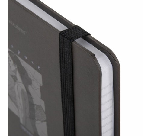 Блокнот с резинкой в клетку 96 л., А5 145х203 мм, твердая обложка, BRAUBERG, 