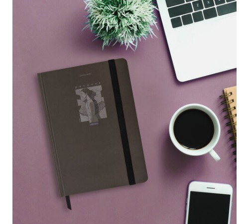 Блокнот с резинкой в клетку 96 л., А5 145х203 мм, твердая обложка, BRAUBERG, 