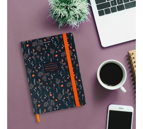 Блокнот с резинкой в клетку 96 л., А5 145х203 мм, твердая обложка, BRAUBERG, 