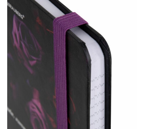 Блокнот с резинкой в клетку 96 л., А5 145х203 мм, твердая обложка с фольгой, BRAUBERG, 