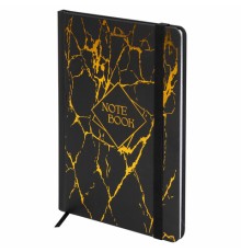 Блокнот с резинкой в клетку 96 л., А5 145х203 мм, твердая обложка с фольгой, BRAUBERG, 