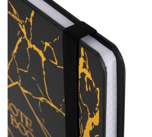 Блокнот с резинкой в клетку 96 л., А5 145х203 мм, твердая обложка с фольгой, BRAUBERG, 