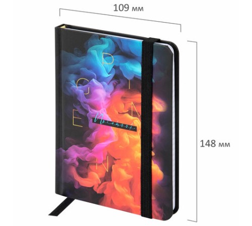 Блокнот с резинкой в клетку 96 л., МАЛЫЙ ФОРМАТ А6, 109х148 мм, твердая обложка, BRAUBERG, 