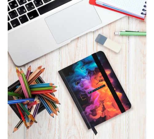 Блокнот с резинкой в клетку 96 л., МАЛЫЙ ФОРМАТ А6, 109х148 мм, твердая обложка, BRAUBERG, 