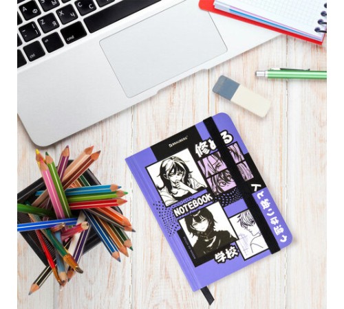 Блокнот с резинкой в клетку 96 л., МАЛЫЙ ФОРМАТ А6, 109х148 мм, твердая обложка, BRAUBERG, 