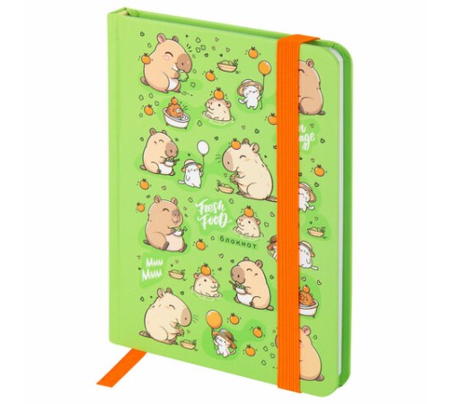 Блокнот с резинкой в клетку 96 л., МАЛЫЙ ФОРМАТ А6, 109х148 мм, твердая обложка, ЮНЛАНДИЯ, 